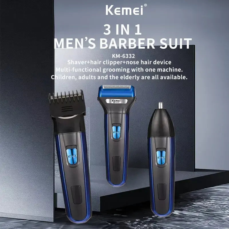 Kemei KM-6330 3-in-1 Hair Shaving Machine Grooming Kit